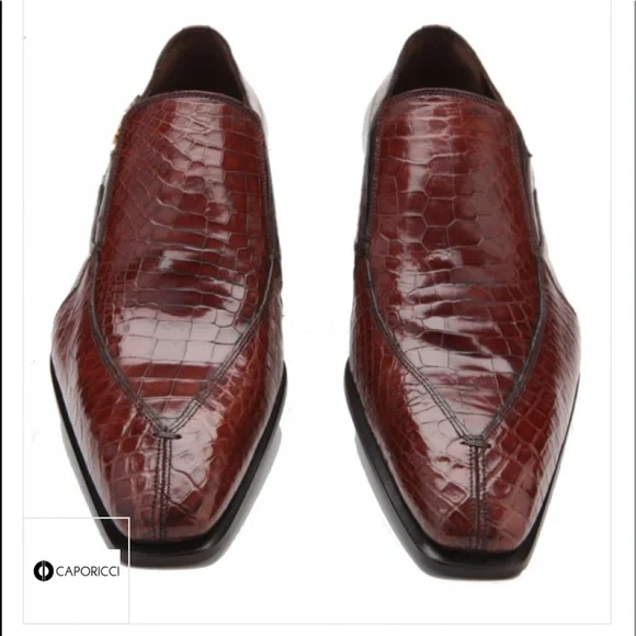 Caporicci 203 Alligator Split Toe Loafers Gold